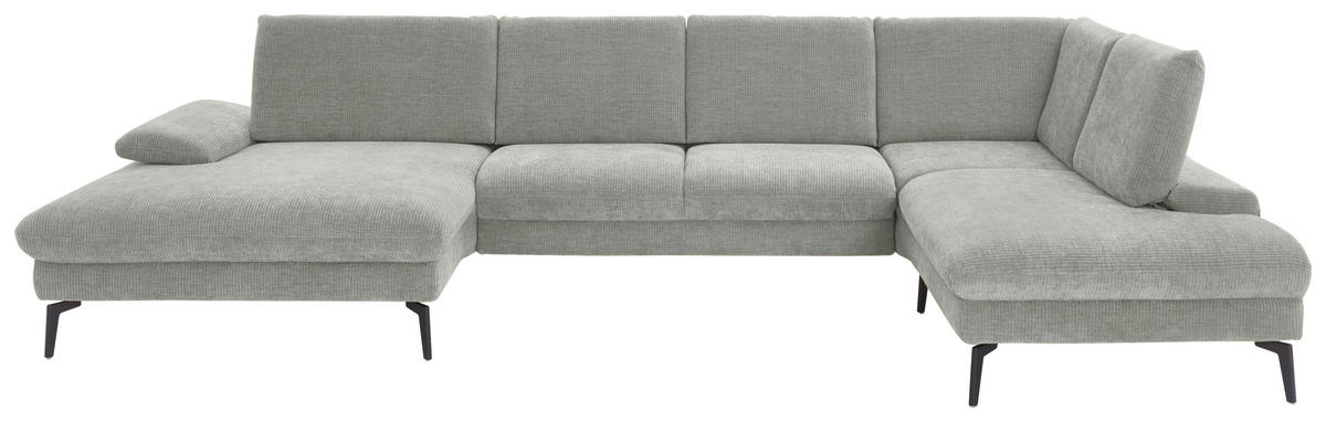 WOHNLANDSCHAFT in Webstoff Silberfarben  - Silberfarben/Schwarz, Design, Textil/Metall (157/354/208cm) - Dieter Knoll