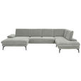 WOHNLANDSCHAFT in Webstoff Silberfarben  - Silberfarben/Schwarz, Design, Textil/Metall (157/354/208cm) - Dieter Knoll