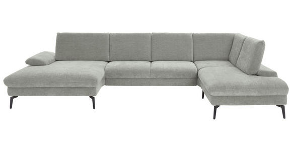 WOHNLANDSCHAFT in Webstoff Silberfarben - Silberfarben/Schwarz, Design, Textil/Metall (157/354/208cm) - Dieter Knoll