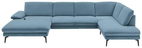 WOHNLANDSCHAFT in Webstoff Blau  - Blau/Schwarz, Design, Textil/Metall (180/344/208cm) - Dieter Knoll