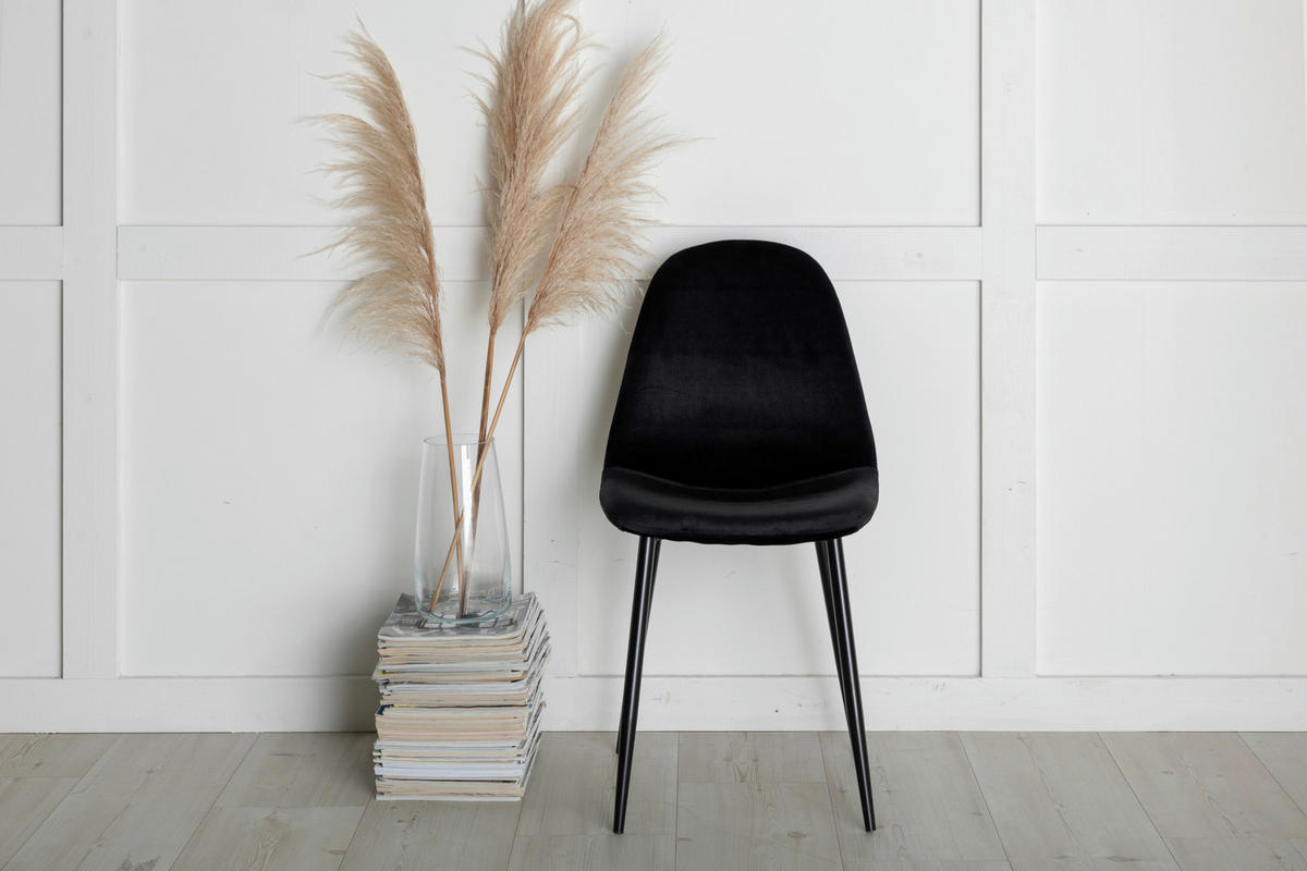 STOLSET 2 styck stål sammet  - svart, Design, metall/textil (44/88/53cm) - Livetastic