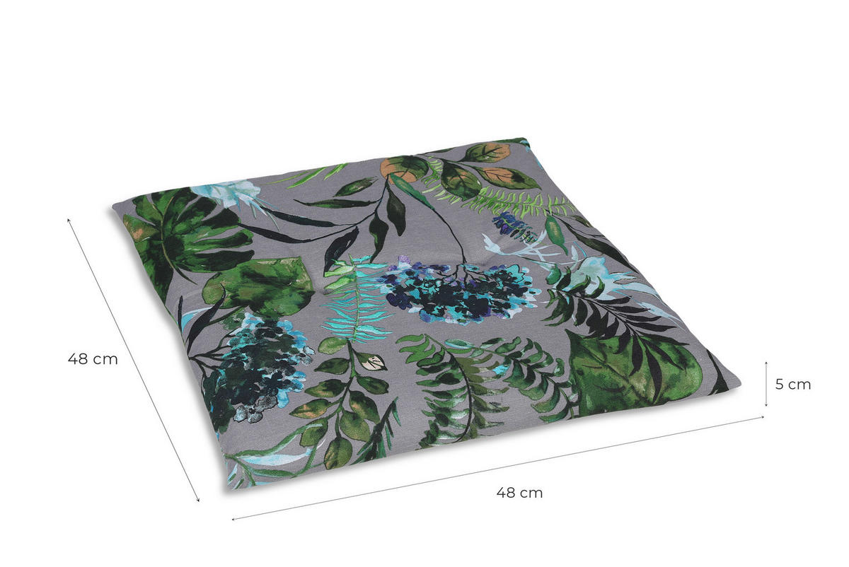 GARTENSITZKISSENSET Blätter  - Anthrazit/Grün, Design, Textil (48/5/48cm)