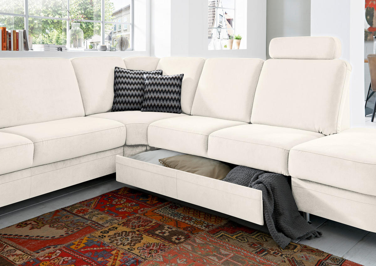 ECKSOFA in Flachgewebe Naturfarben  - Alufarben/Naturfarben, Konventionell, Textil/Metall (269/287cm) - Beldomo System