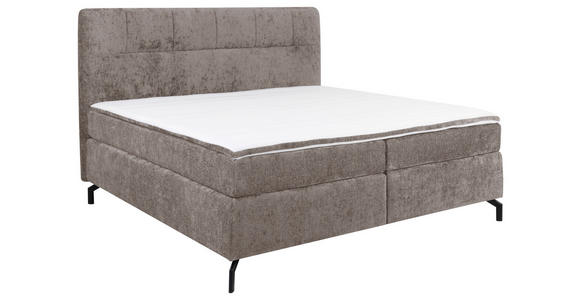 BOXSPRINGBETT 160/200 cm,  in Hellbraun, Topper, H2 + H2 = mittel  - Hellbraun/Schwarz, Design, Textil/Metall (160/200cm) - Esposa