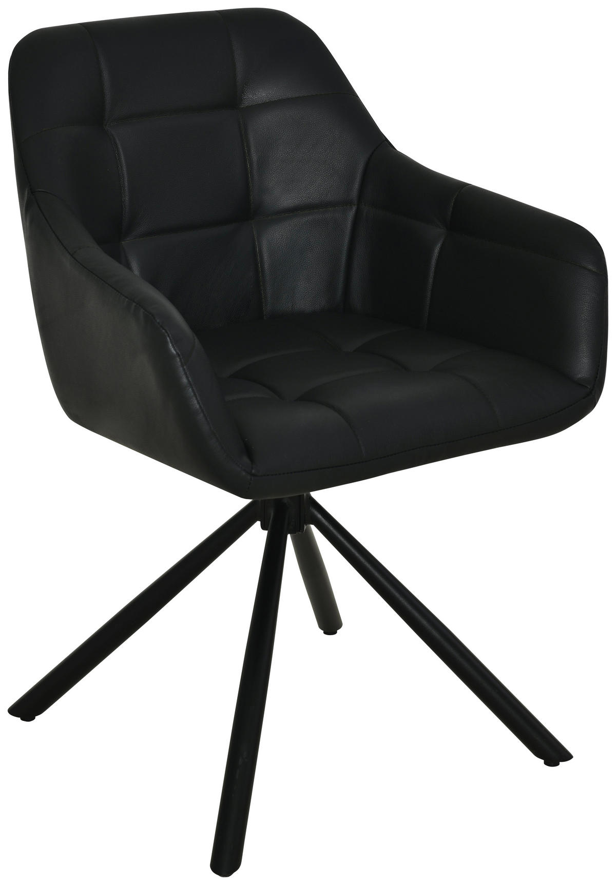 ARMLEHNSTUHL  in Eisen Echtleder pigmentiert  - Schwarz, Basics, Leder/Holz (56/82/59cm) - Livetastic