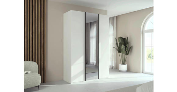 DREHTÜRENSCHRANK 151/223/61 cm,  in Weiß, 3-türig  - Graphitfarben/Weiß, Basics, Glas/Holzwerkstoff (151/223/61cm) - Novel