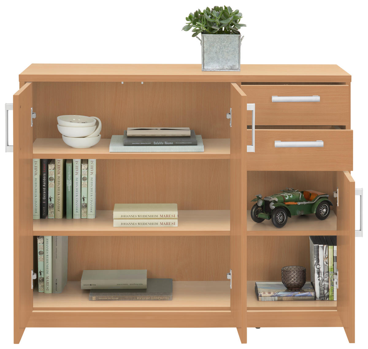 KOMMODE  in 106/84/36 cm  - Silberfarben/Buchefarben, Basics, Holzwerkstoff (106/84/36cm) - Xora
