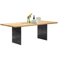 ESSTISCH Asteiche massiv rechteckig Silberfarben, Eichefarben  - Eichefarben/Silberfarben, Design, Holz/Metall (220/100/77cm) - Musterring