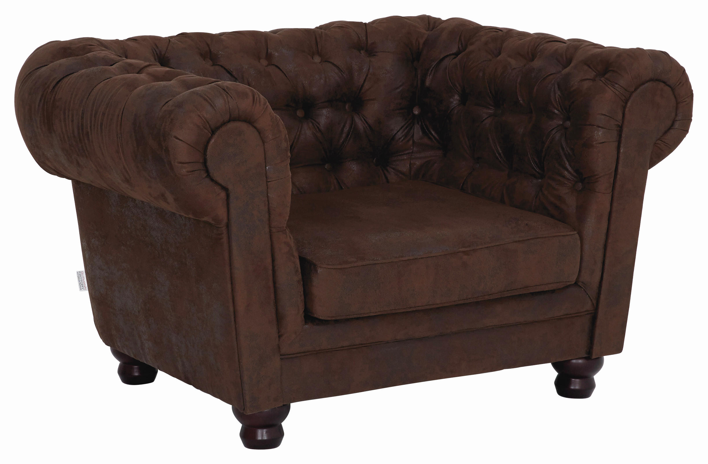 CHESTERFIELD-SESSEL Mikrofaser Dunkelbraun    - Dunkelbraun, LIFESTYLE, Holz/Textil (130/79/93cm)