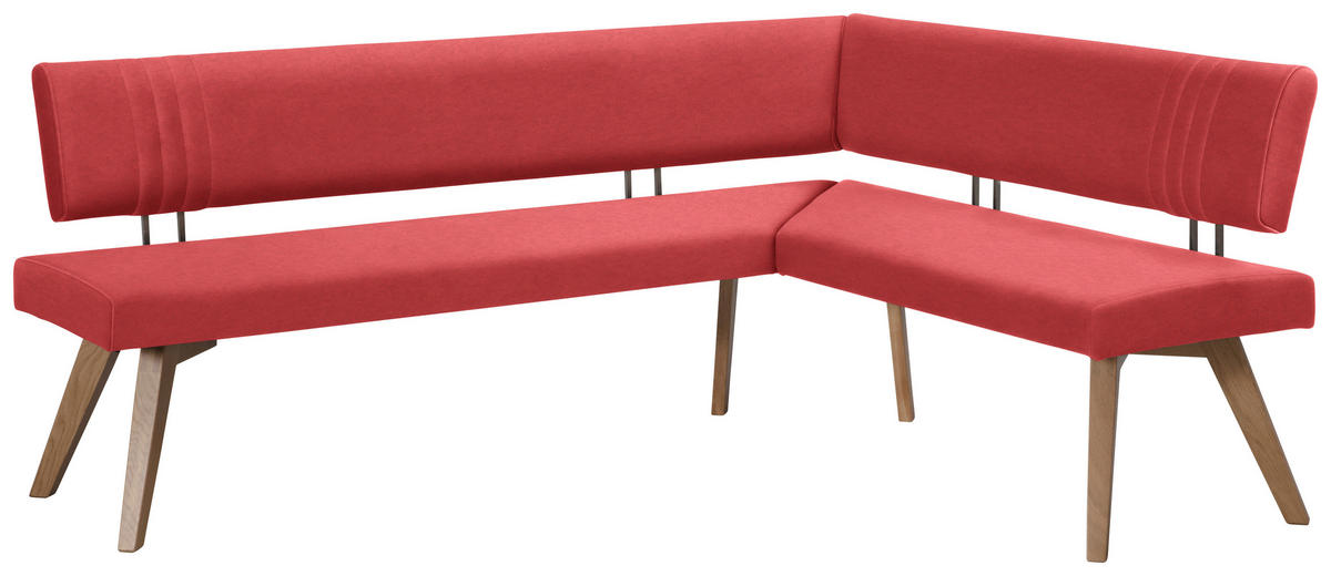 ECKBANK 220/160 cm  in Rot, Wildeiche  - Wildeiche/Eichefarben, Design, Holz/Textil (220/160cm) - Venda