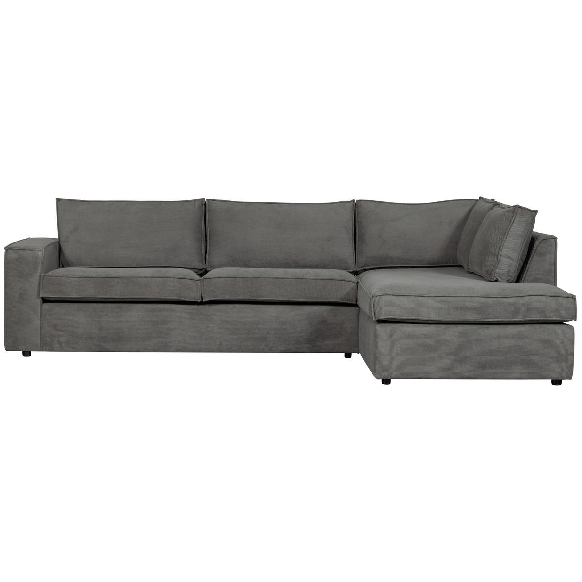 ECKSOFA Thomas in Cord Dunkelgrau  283/197 cm  - Dunkelgrau/Schwarz, Design, Kunststoff/Textil (283/197cm) - Livetastic