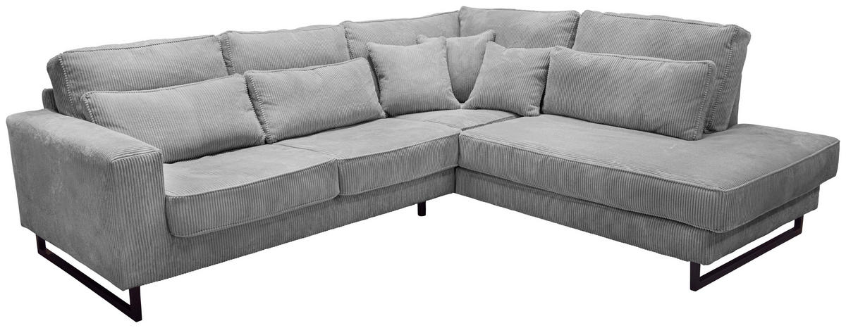 ROHOVÁ SEDAČKA, textil, kompozitní dřevo, světle šedá - černá/světle šedá, Konvenční, kov/kompozitní dřevo (284/253cm) - Livetastic