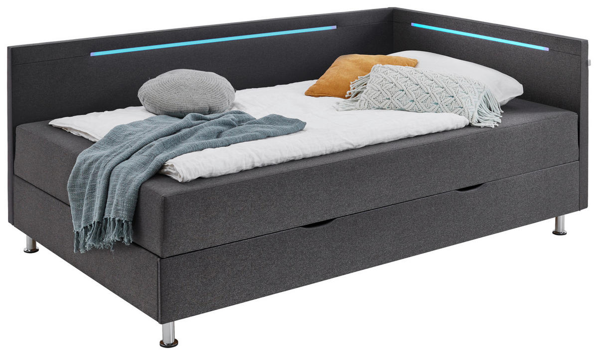 LIEGE Flachgewebe Anthrazit  - Chromfarben/Anthrazit, Design, Textil/Metall (90/200cm) - home24