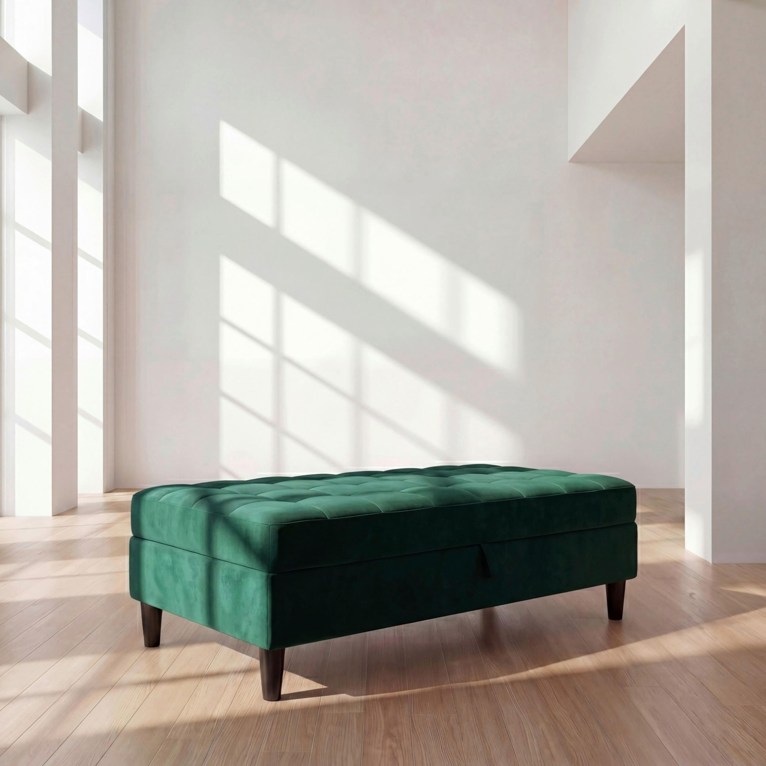 HOCKER PALERMO Velours Dunkelgrün  - Dunkelgrün/Schwarz, Basics, Kunststoff/Textil (130/43/69cm) - Livetastic