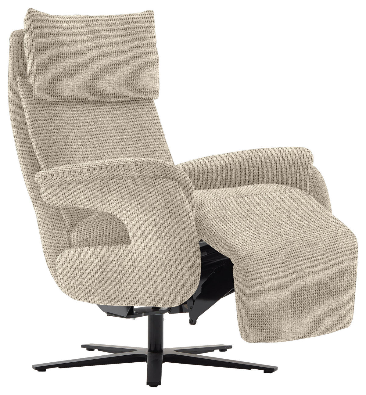 FERNSEHSESSEL in Struktur Beige  - Beige/Schwarz, MODERN, Textil/Metall (73/113-117/85cm) - Cantus