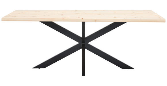 ESSTISCH in Holz 200/100/75 cm  - Zirbelkieferfarben/Schwarz, Natur, Holz/Metall (200/100/75cm) - Linea Natura