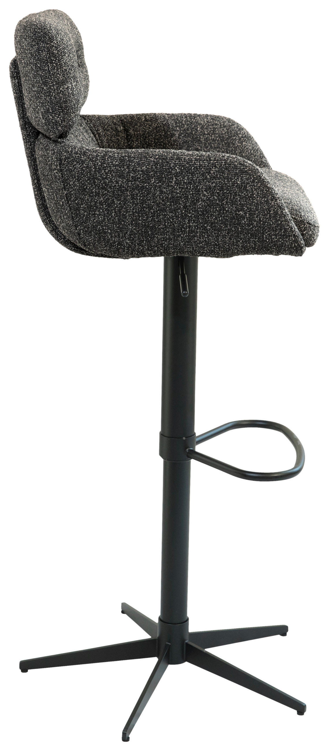 BARHOCKER Webstoff Schwarz, Dunkelgrau Eisen Sitzfläche 360° drehbar  - Dunkelgrau/Schwarz, Design, Textil/Metall (54/105/53cm) - Dieter Knoll