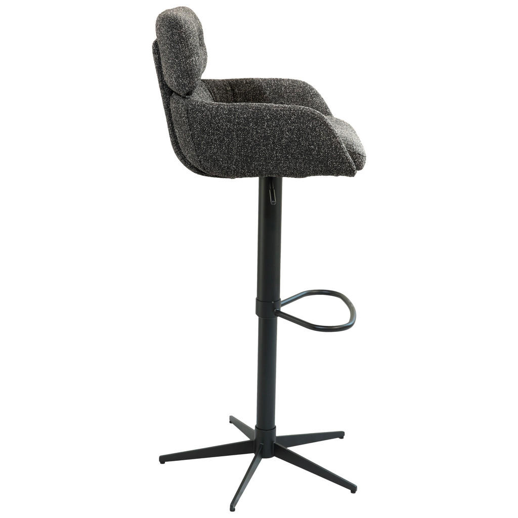 Thumbnail - Dieter Knoll Barhocker, Schwarz, Dunkelgrau, Metall, Textil, Drehkreuz, 54x105x53 cm, SGS-geprüft, Sitzfläche 360° drehb...