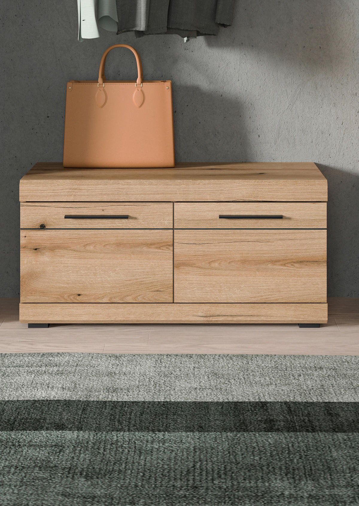 SITZBANK 90/44/40 cm Eiche dunkel  - Eiche dunkel/Anthrazit, Design, Kunststoff (90/44/40cm) - Livetastic