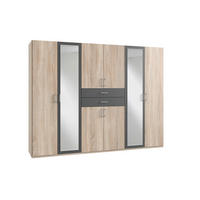 KLEIDERSCHRANK 270/208/58 cm,  in Graphitfarben, Eichefarben, 8 Tür(en)  - Eichefarben/Graphitfarben, KONVENTIONELL, Holzwerkstoff/Kunststoff (270/208/58cm) - P & B