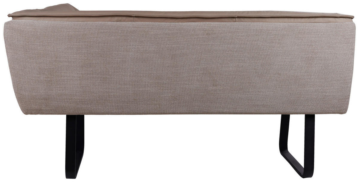 ECKBANK 178/237 cm Webstoff Echtleder Taupe   - Taupe/Schwarz, Design, Leder/Textil (178/237cm) - Novel