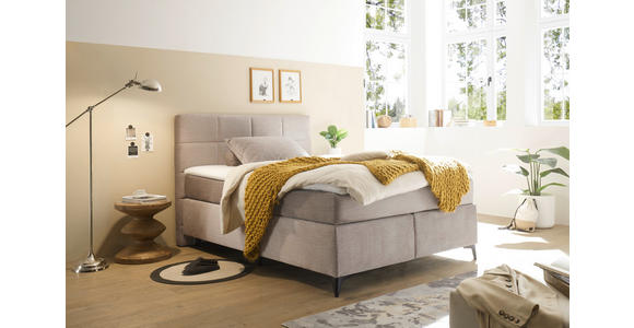 BOXSPRINGBETT 140/200 cm  in Creme  - Creme/Schwarz, Design, Holzwerkstoff/Kunststoff (140/200cm) - Xora