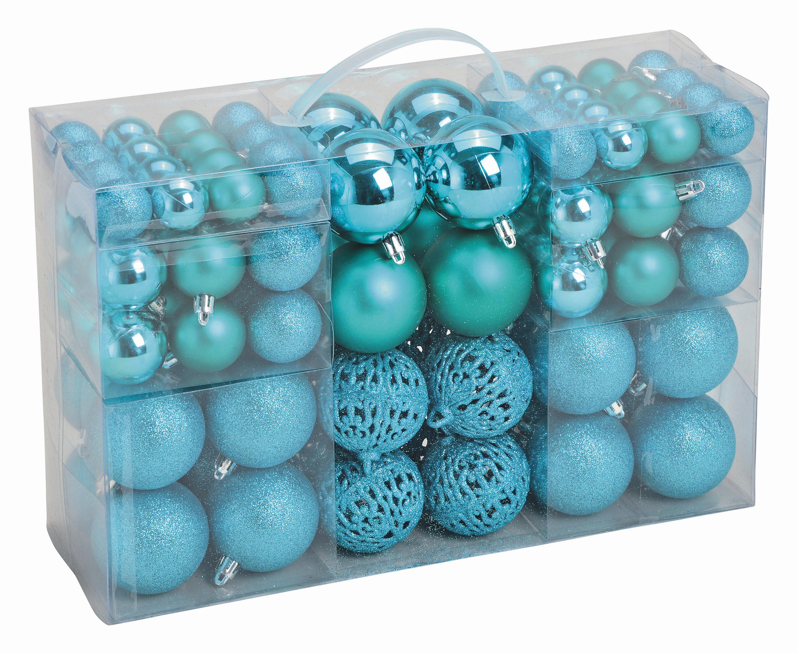 CHRISTBAUMKUGEL-SET 100-teilig  - Blau, Design, Kunststoff