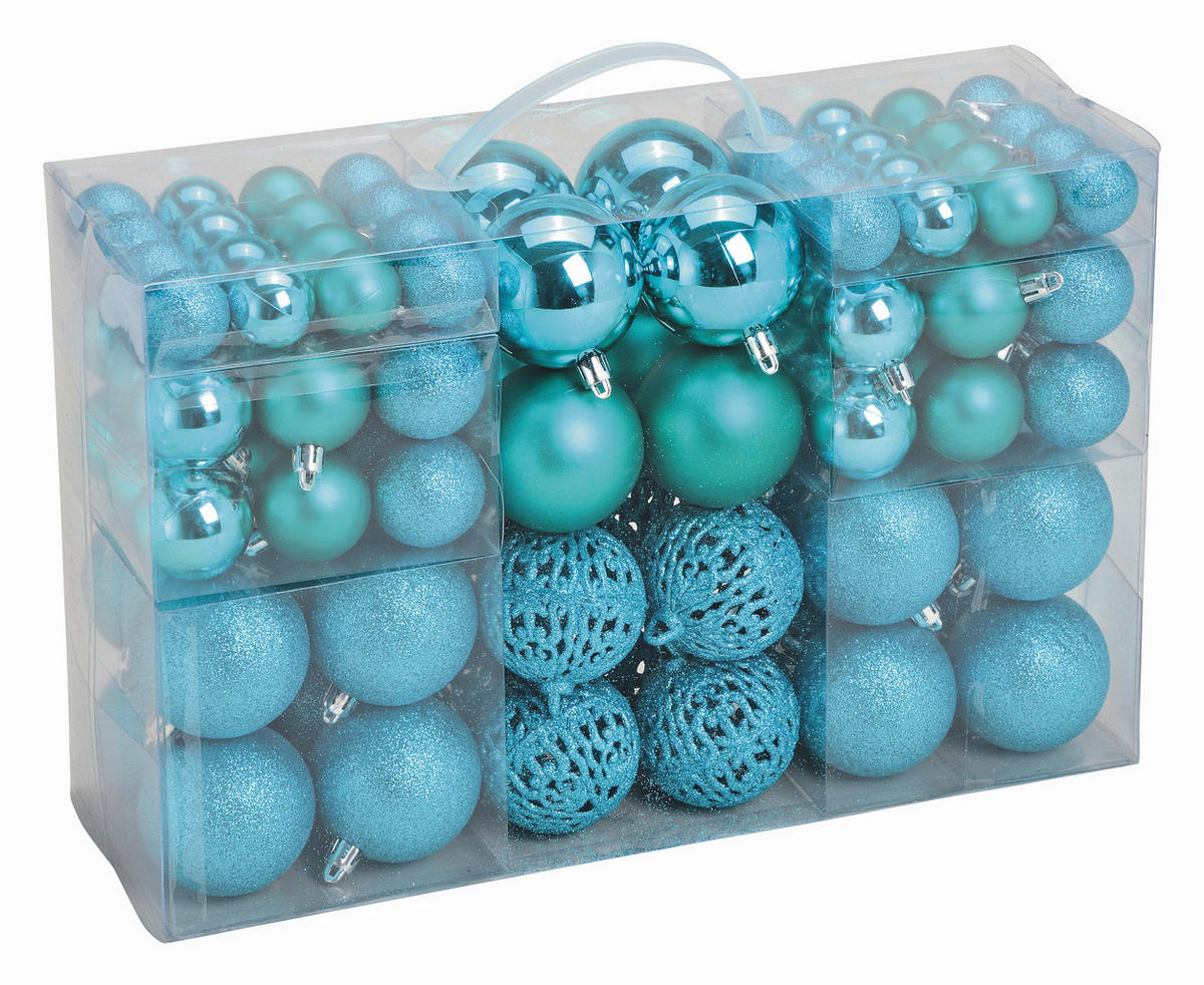 SADA VIANOČNÝCH GULÍ  100-dielne - modrá, Design, plast