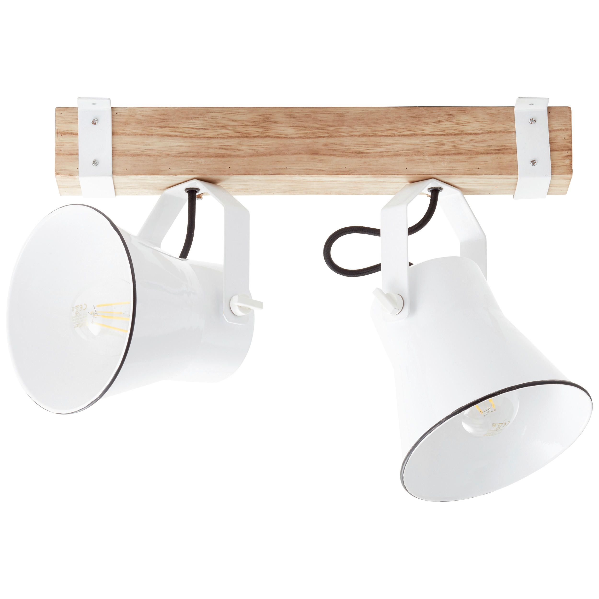 STROPNÍ SVÍTIDLO, 40/24/17 cm - bílá, Natur, kov/dřevo (40/24/17cm)