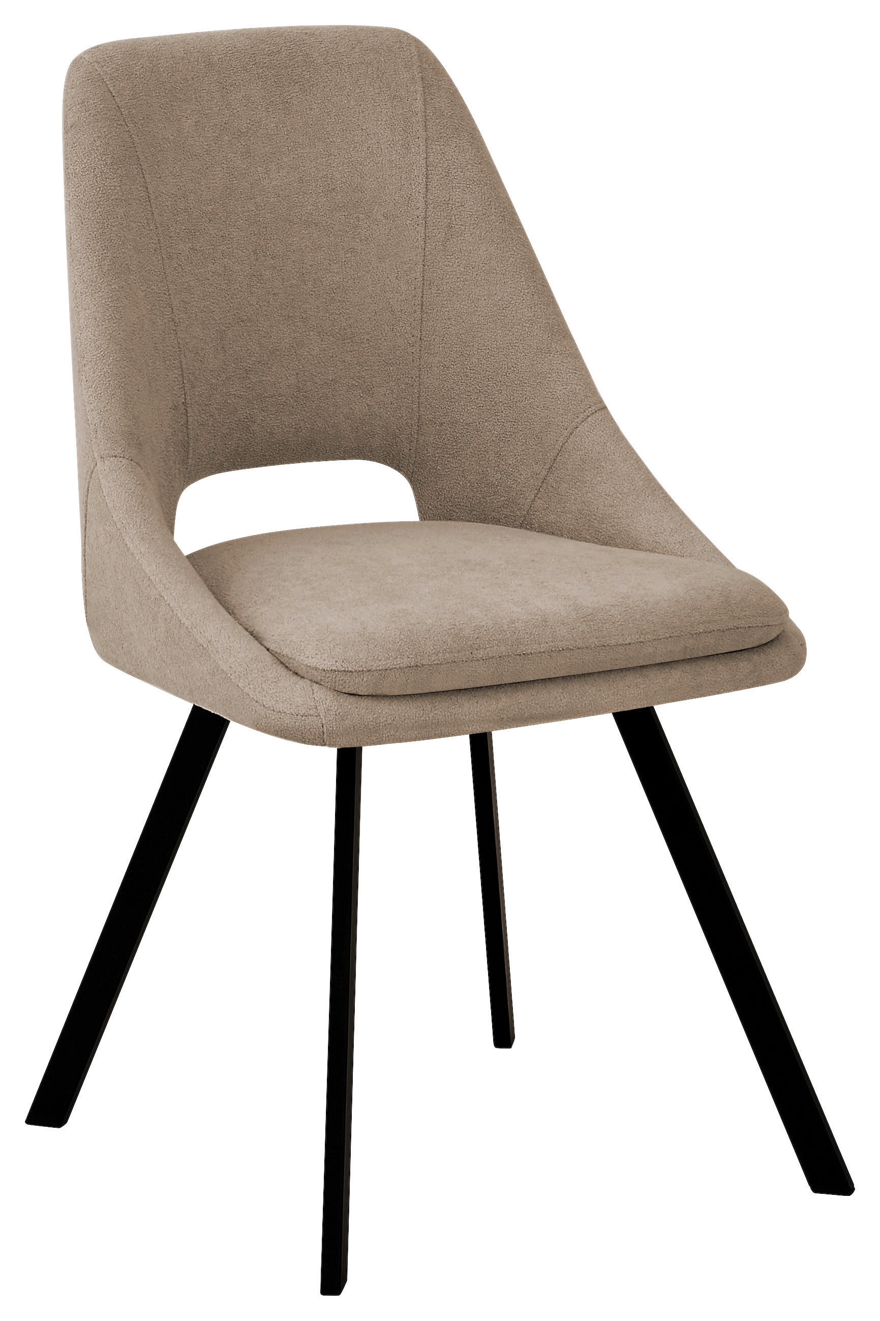 STUHL Webstoff Taupe  - Taupe/Schwarz, Design, Textil/Metall (48/85/56cm) - Boxxx