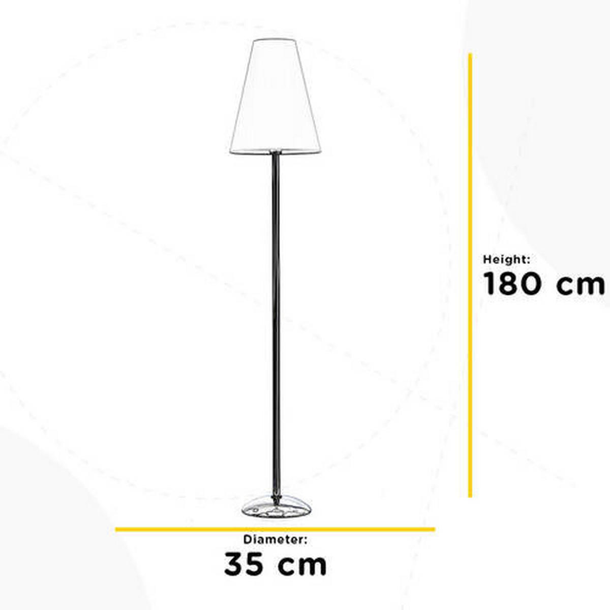 STEHLEUCHTE 35/180 cm   - Chromfarben/Weiß, KONVENTIONELL, Textil/Metall (35/180cm)