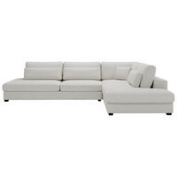ECKSOFA in Plüsch, Bouclé Beige  - Beige/Schwarz, Design, Kunststoff/Textil (332/244cm) - Livetastic