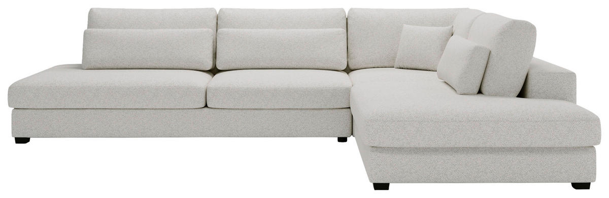 ECKSOFA in Plüsch, Bouclé Beige  - Beige/Schwarz, Design, Kunststoff/Textil (332/244cm) - Livetastic