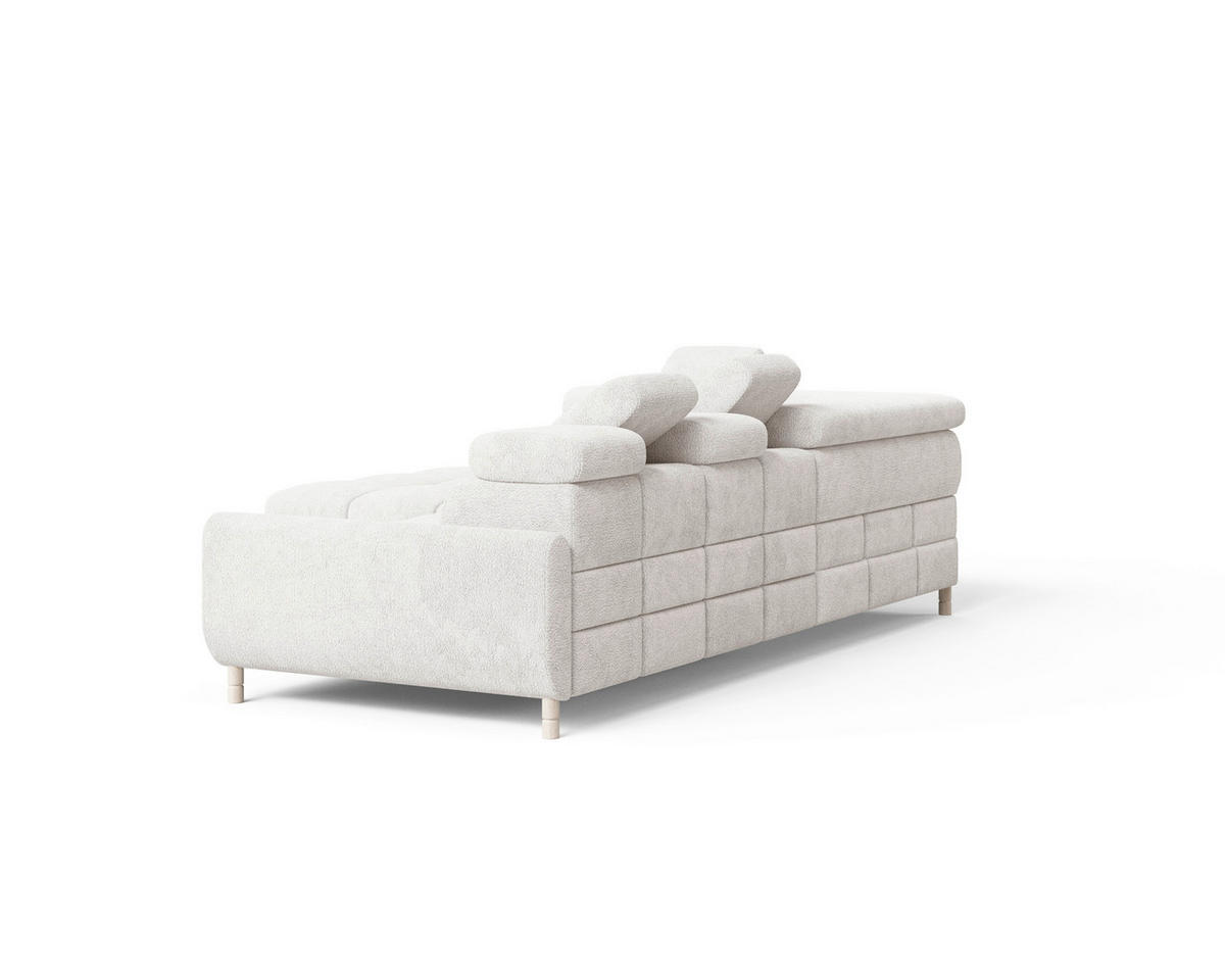 ECKSOFA BUN in Bouclé Weiß  - Elfenbein/Weiß, Design, Holz/Textil (209/276cm) - MID.YOU