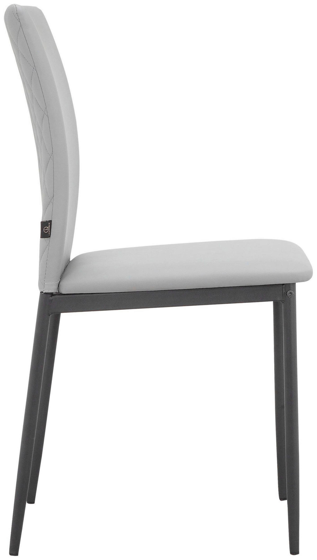 STUHL-SET 4 Stück  in Stahl Lederlook  - Hellgrau/Schwarz, Design, Textil/Metall (44/88/51cm) - MID.YOU