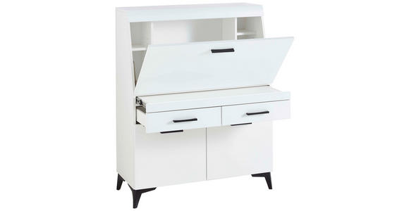 SEKRETÄR  Kabeldurchlass, Stauraum  - Schwarz/Weiß, Trend, Holzwerkstoff/Kunststoff (98/124/42cm) - Carryhome