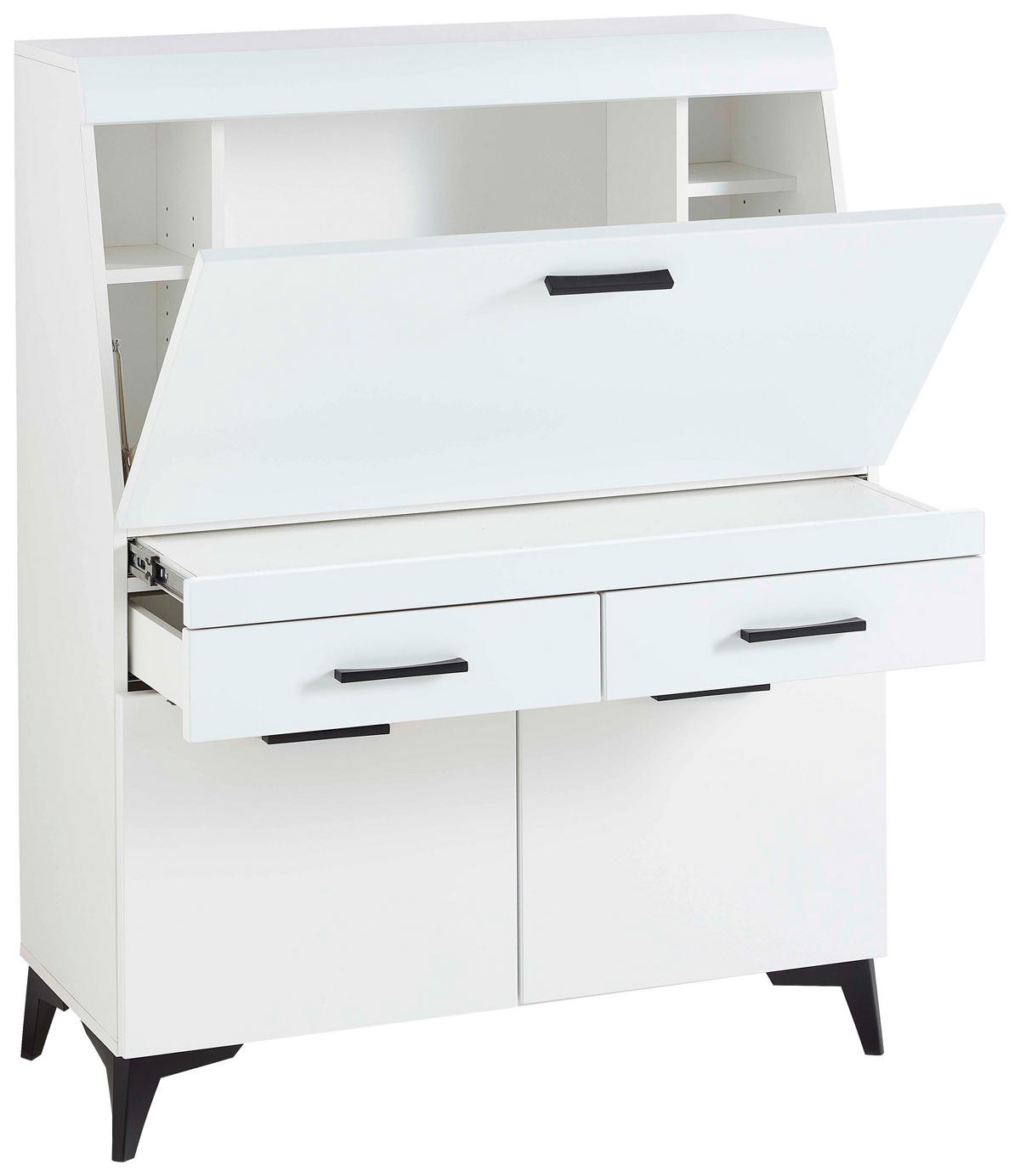 SEKRETÁŘ, 98/124/42 cm - bílá/černá, Trend, kompozitní dřevo/plast (98/124/42cm) - Carryhome