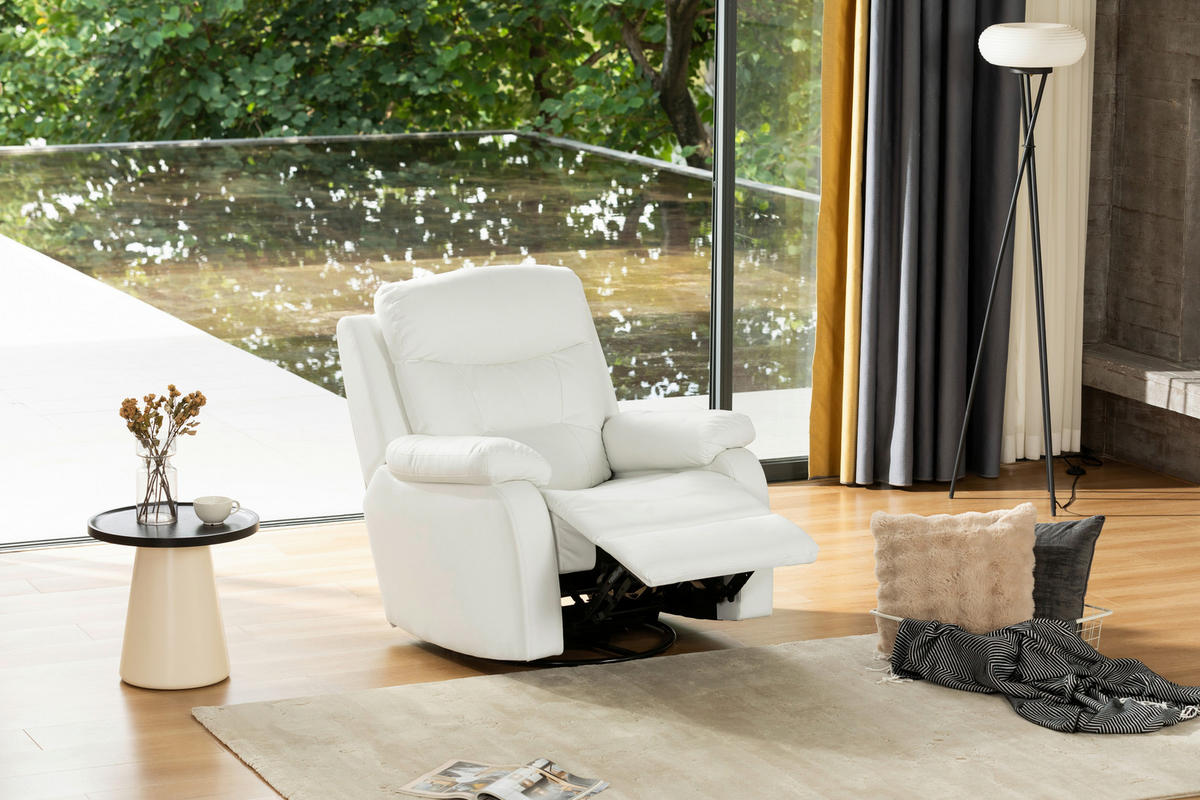 RELAXSESSEL Lederlook    - Schwarz/Weiß, KONVENTIONELL, Textil/Metall (90/102/76/101/163cm) - Livetastic
