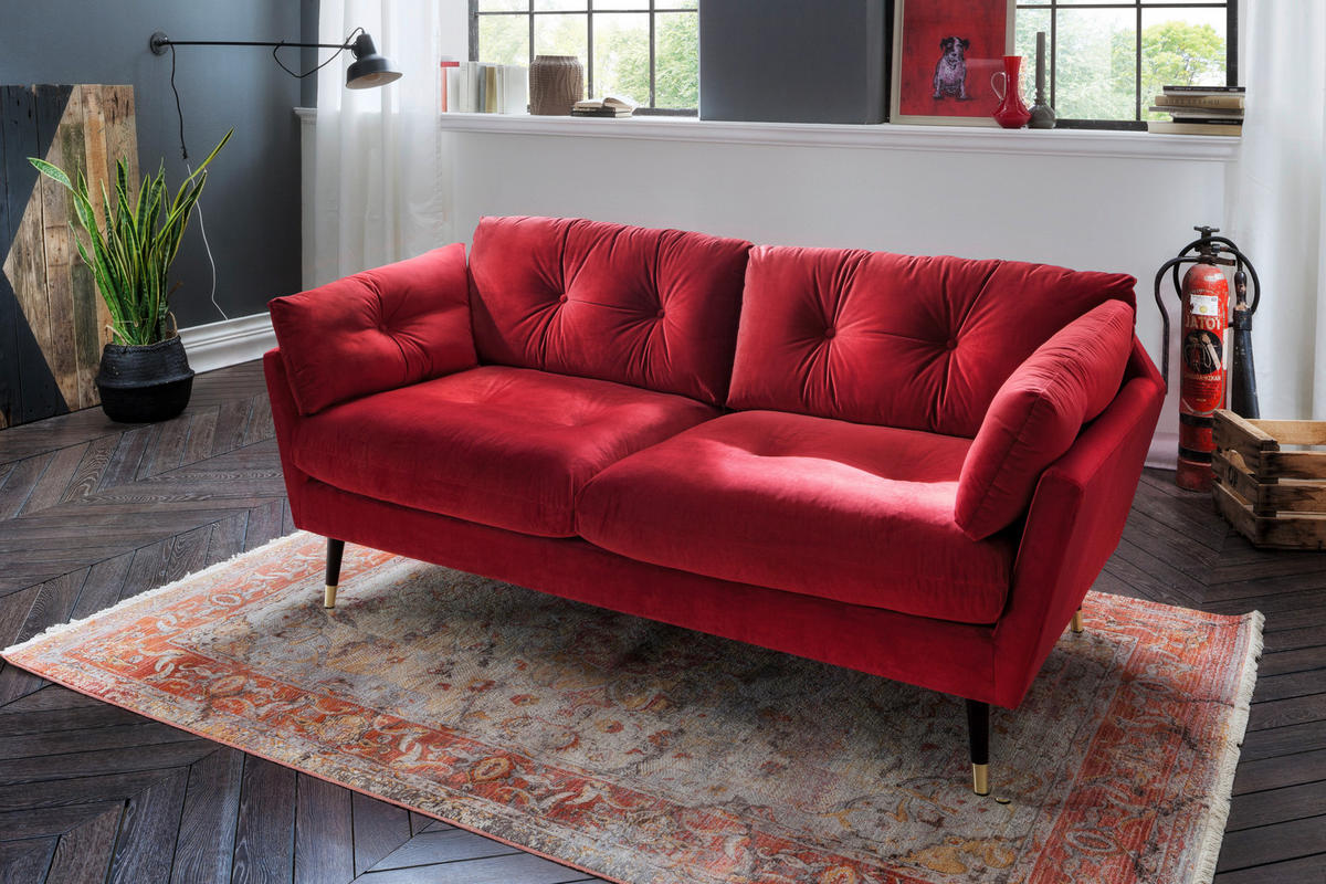 2-SITZER-SOFA JAPAN-2S SOFA Samt Dunkelrot  - Dunkelrot, MODERN, Textil (167/84/93cm) - MID.YOU