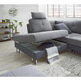 ECKSOFA in Flachgewebe Braun  - Chromfarben/Braun, Design, Textil/Metall (296/229cm) - Novel