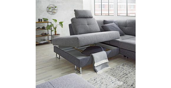 ECKSOFA in Flachgewebe Braun  - Chromfarben/Braun, Design, Textil/Metall (296/229cm) - Novel