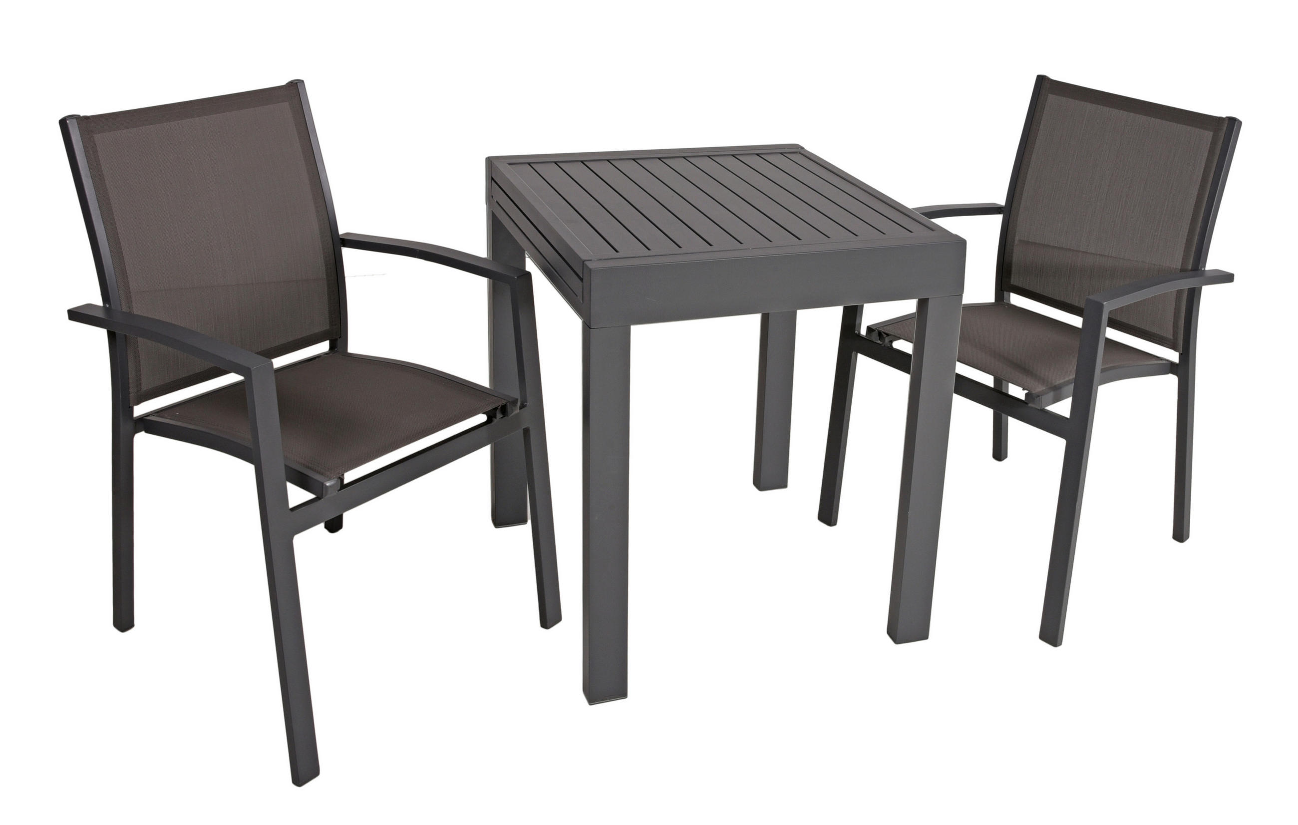 GARTENSET 3-teilig  - Dunkelgrau/Schwarz, Basics, Kunststoff/Metall (56,5/89/61cm) - Gardenson