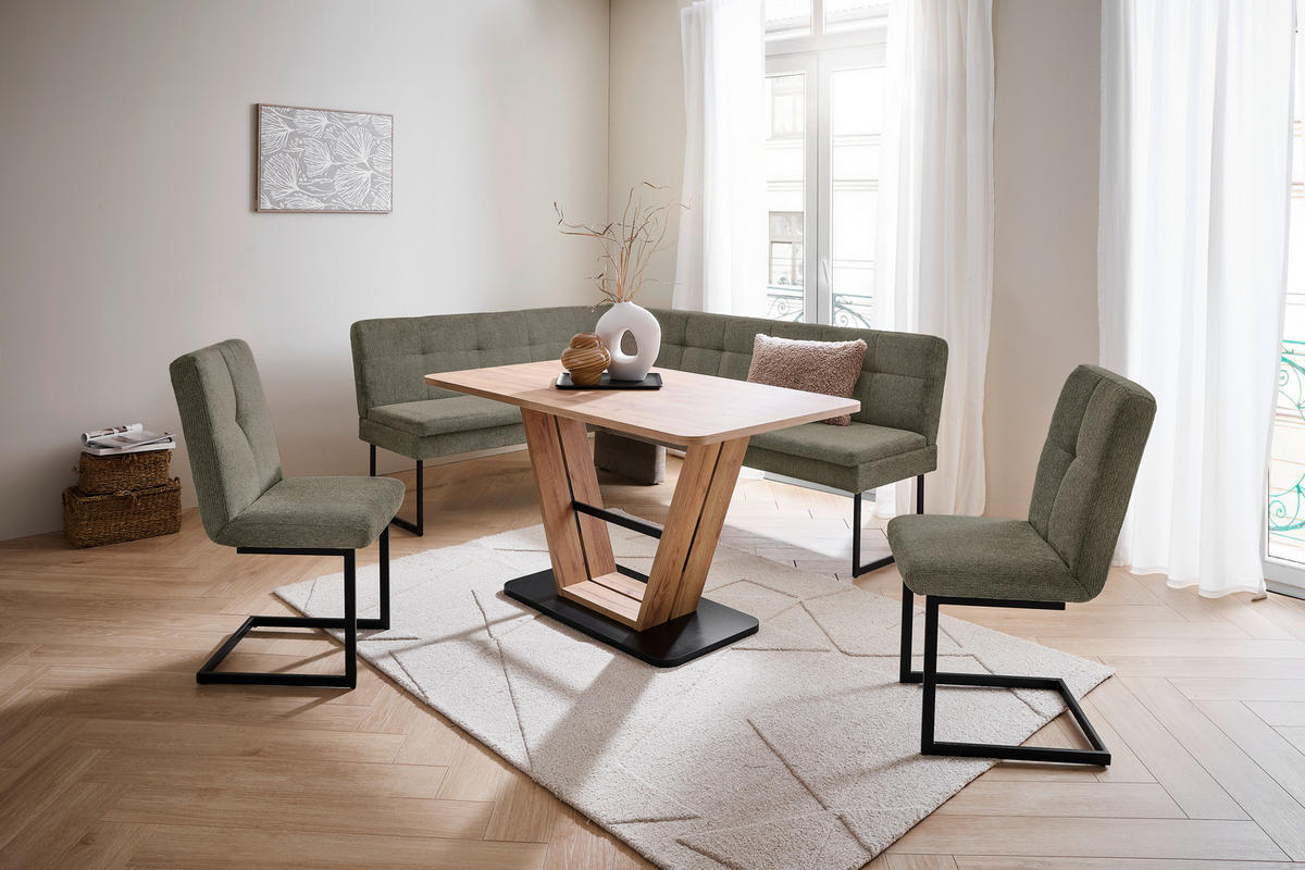 ECKBANK 155/213 cm Webstoff Taupe   - Taupe/Schwarz, Design, Textil/Metall (155/213cm) - Novel