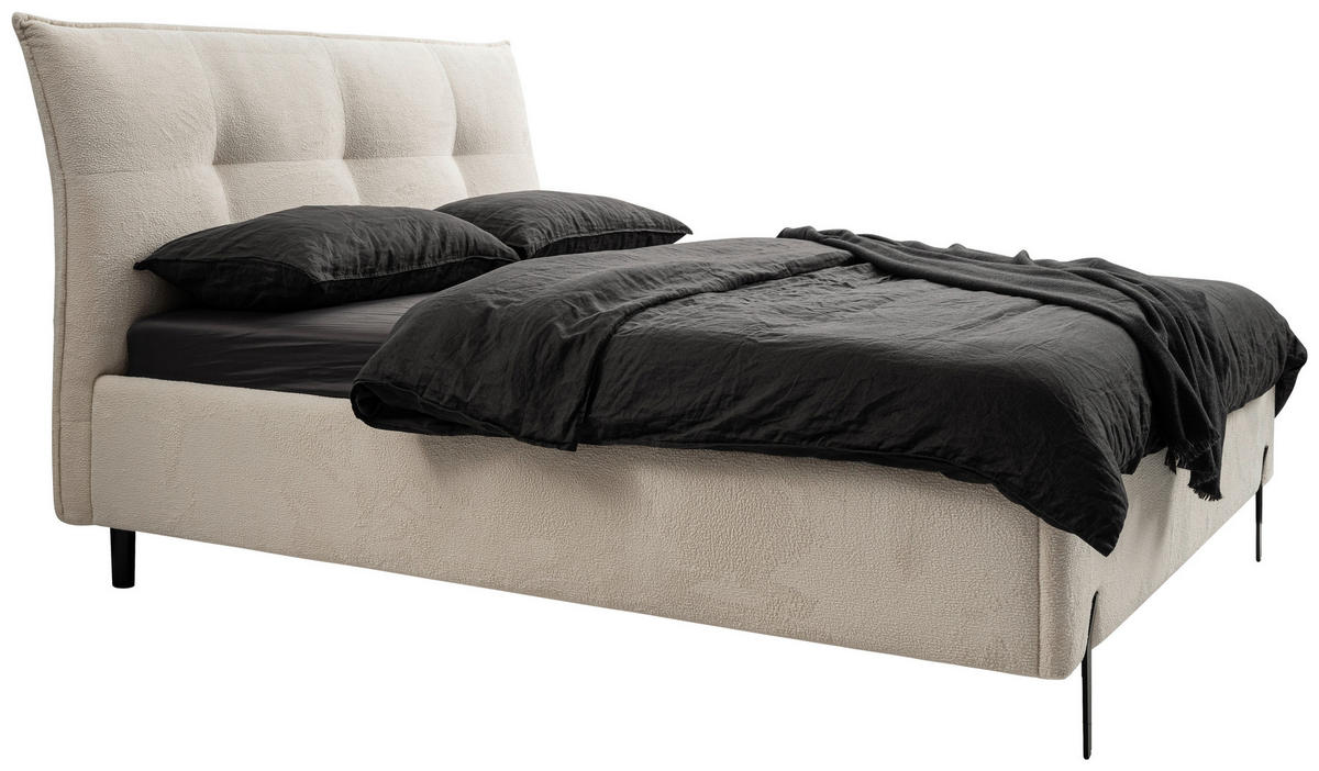 ČALÚNENÁ POSTEĽ, 180/200 cm, krémová - čierna/krémová, Modern, kov/drevo (180/200cm) - MID.YOU