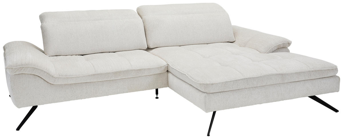 SEDEŽNA GARNITURA, šenilja bež  - črna/bež, Design, kovina/tekstil (288/179-202cm) - Hom`in
