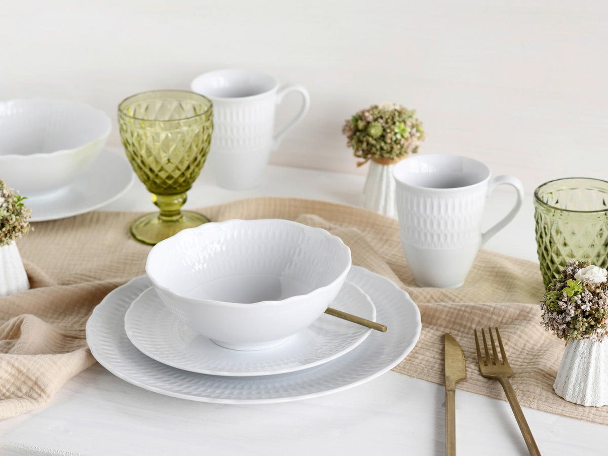 KOMBINOVANÁ SOUPRAVA, 16dílné, porcelán - bílá, Design, keramika - Creatable