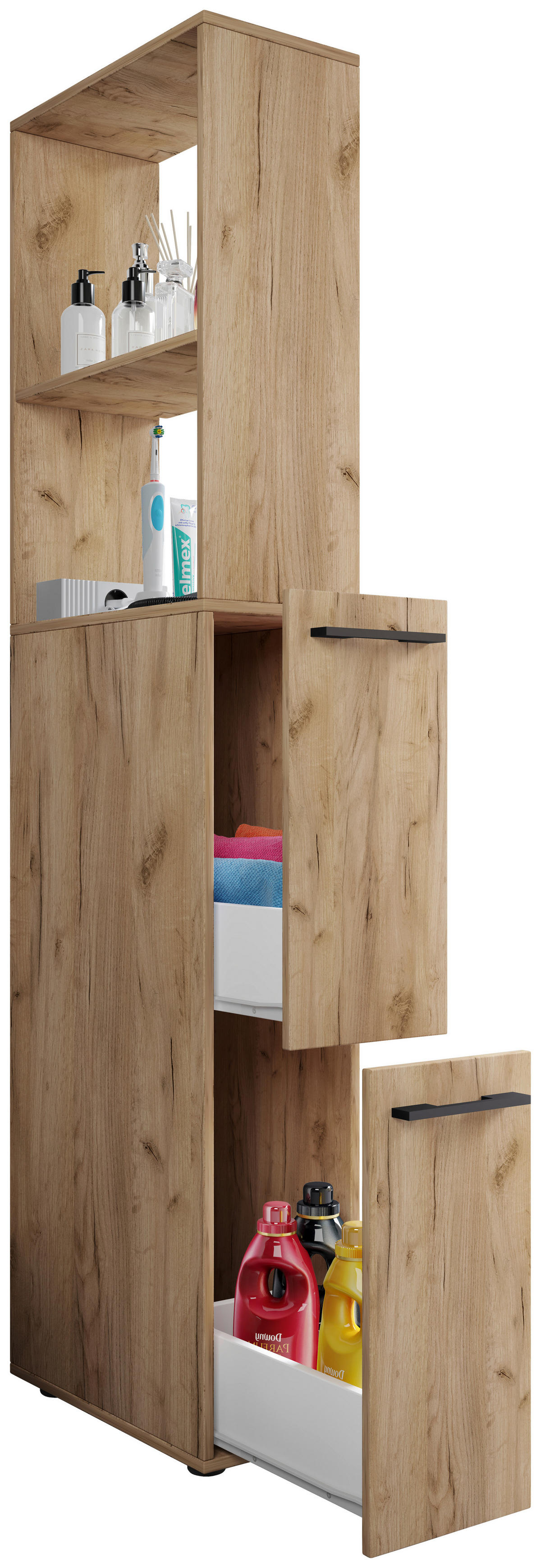 HOCHSCHRANK 25/183/50 cm  - Honigeiche/Anthrazit, Modern, Holzwerkstoff/Kunststoff (25/183/50cm) - MID.YOU