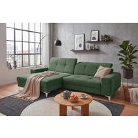 ECKSOFA SORELLA Dunkelgrün Mikrovelours Kopfteilverstellung, Sitztiefenverstellung  - Kaschmir/Dunkelgrün, Design, Kunststoff/Textil (182/328cm) - MID.YOU