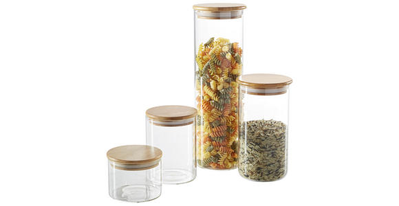 VORRATSDOSE 2 L - Klar/Hellbraun, Design, Glas/Holz (9,5/31cm) - Homeware