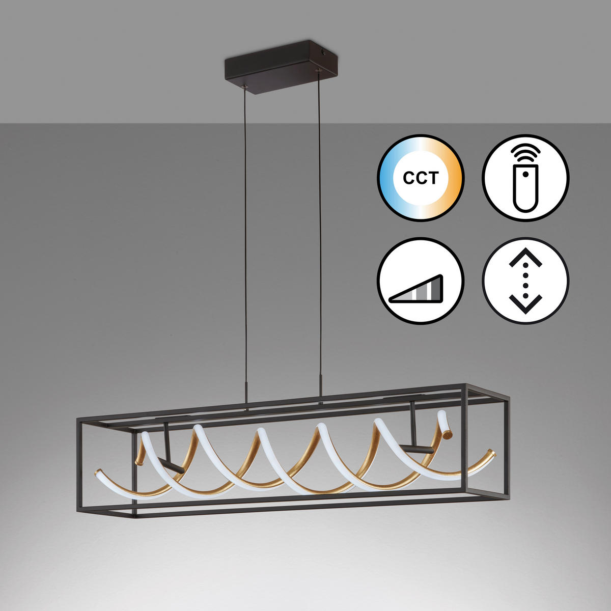 LED-HÄNGELEUCHTE 90/150 cm  - Schwarz, Design, Metall (90/150cm) - Fischer & Honsel
